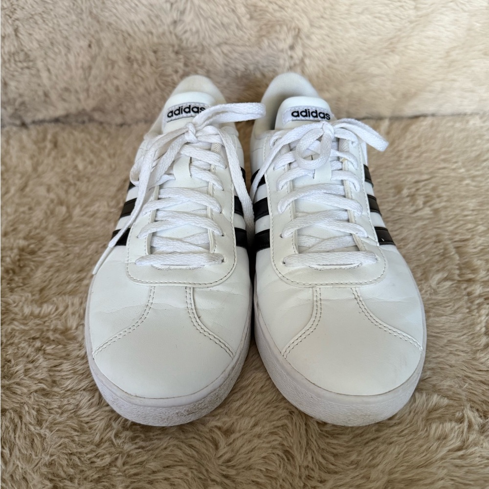 Adidas Men's White and Black Court Sneakers Size 6